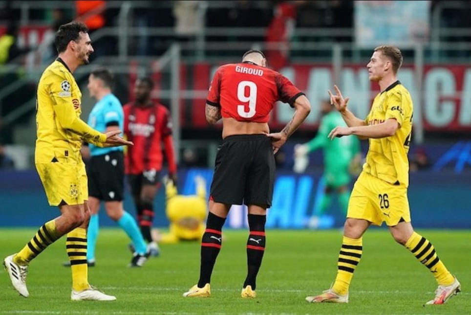 Sự khác biệt trong biểu hiện của các cầu thủ AC Milan và Borussia Dortmund sau trận đấu Champions League tại San Siro, thứ Tư (29/11/2023). 