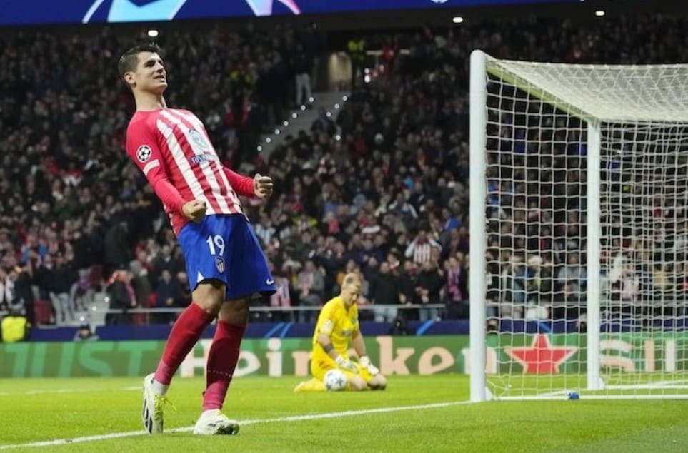 Champions League 2023/2024: Alvaro Morata ăn mừng sau khi ghi bàn thắng trong trận Atletico Madrid vs Celtic vào ngày thi đấu thứ 4 bảng E